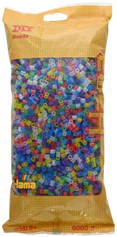 Hama, Perler, midi, mix 54 (transp. glitter), 6.000 stk.