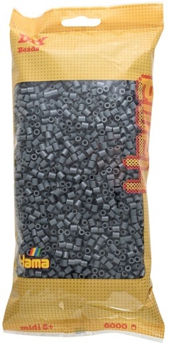 Hama, Perler, midi, mørk grå, 6.000 stk.