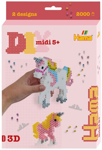 Hama, Ophængsæske, midi, 3D enhjørning