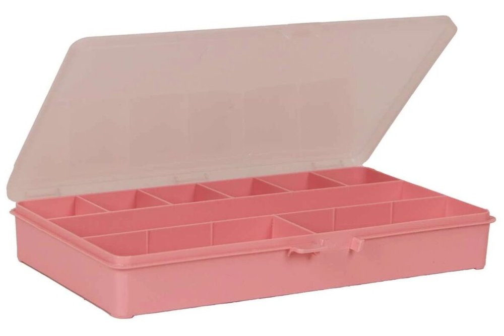 Raaco, Opbevaringsboks m/9 rum, pink - Silvan