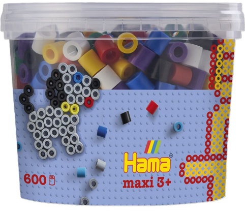 Hama, Perler i bøtte, maxi, mix 00, 600 stk.