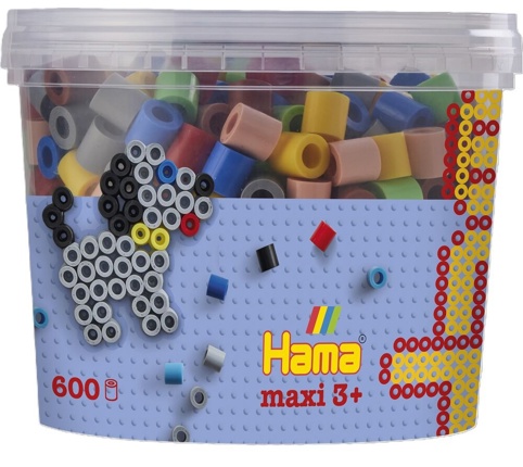 Hama, Perler i bøtte, maxi, mix 69, 600 stk.