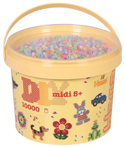 Hama, Perler i spand, midi, mix 50 (pastel), 10.000 stk.