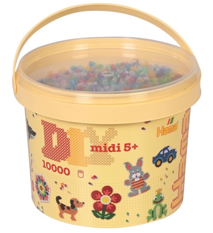 Hama, Perler i spand, midi, mix 53 (transp.), 10.000 stk.
