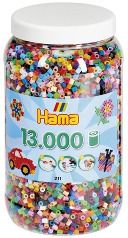 Hama, Perler i bøtte, midi, mix 68, 13.000 stk.