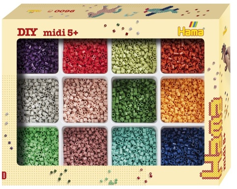 Hama, Perler i æske, midi, mix, 9.600 stk.