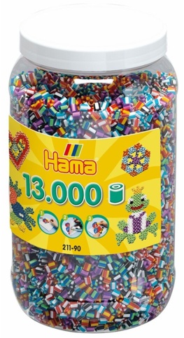 Hama, Perler i bøtte, midi, mix 90 (striber), 13.000 stk.