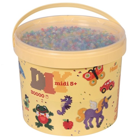 Hama, Perler i spand, midi, mix 53 (transp.), 30.000 stk.