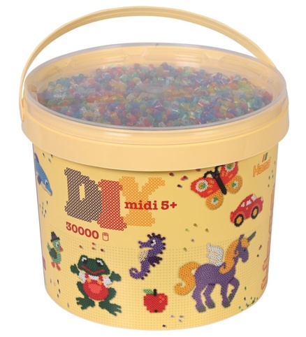 Hama, Perler i spand, midi, mix 54 (transp. glitter), 30.000 stk.