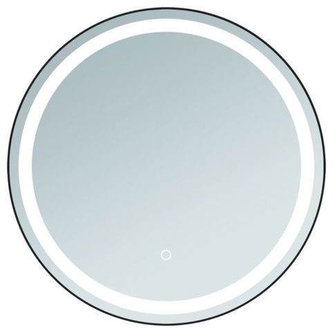 Rønne, Spejl m/LED, sort, Ø60 cm